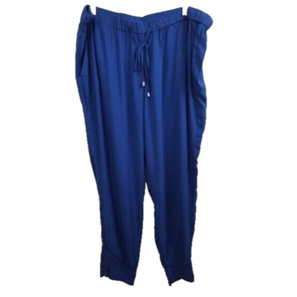 Stylus Womens Jogger Pants‎ Size XL Blue Zip Ankle High Rise Casual Coastal New